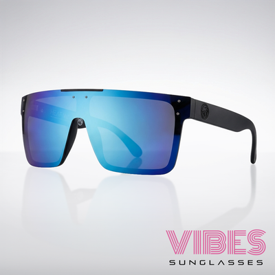 Stylish blue mirrored sunglasses with black frames for modern fashion lovers