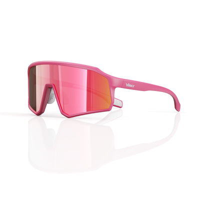Brooklyn sport shield sunglasses in Pink / Pink, pink lens on pink frame, three-quarter view