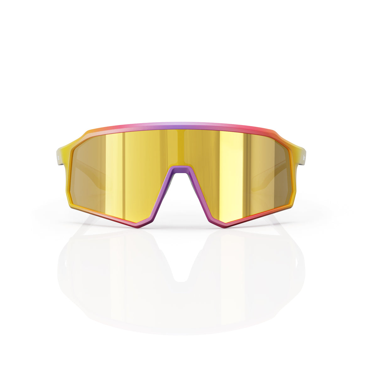 Brooklyn sport shield sunglasses in Grey / Yellow, grey lens on yellow frame, front view