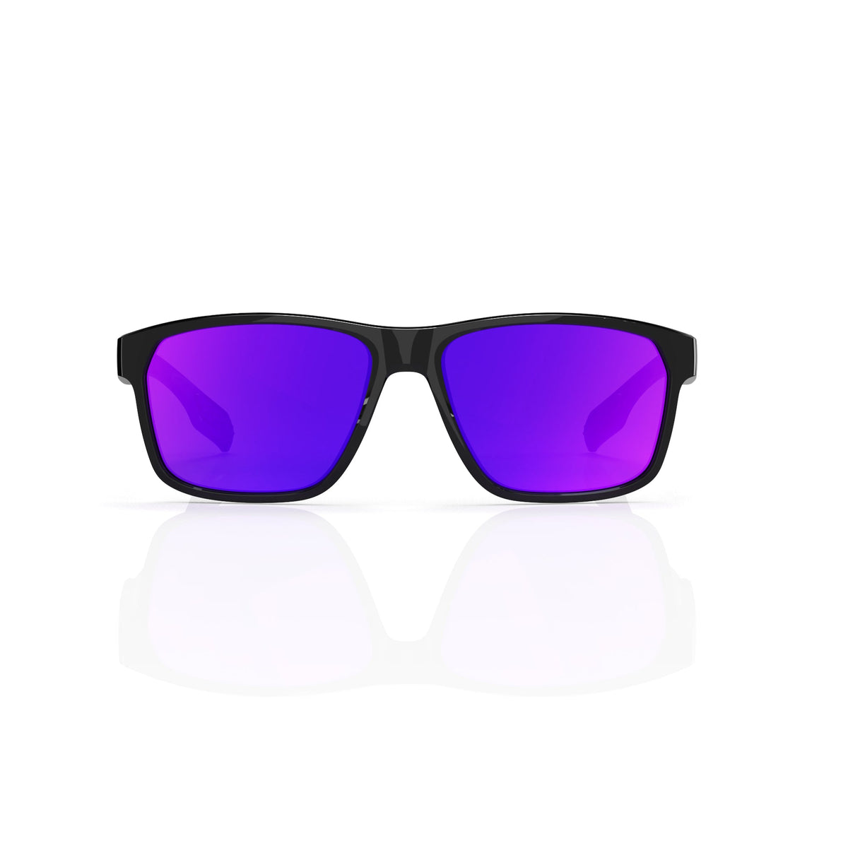 Delmar flat-top square sunglasses in Purple / Black, purple lens on black frame, front view