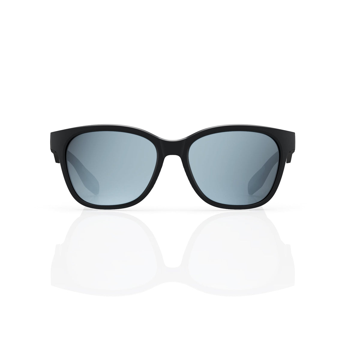 Delta 9 oversized round sunglasses in Grey / Black, grey lens on black frame, front view