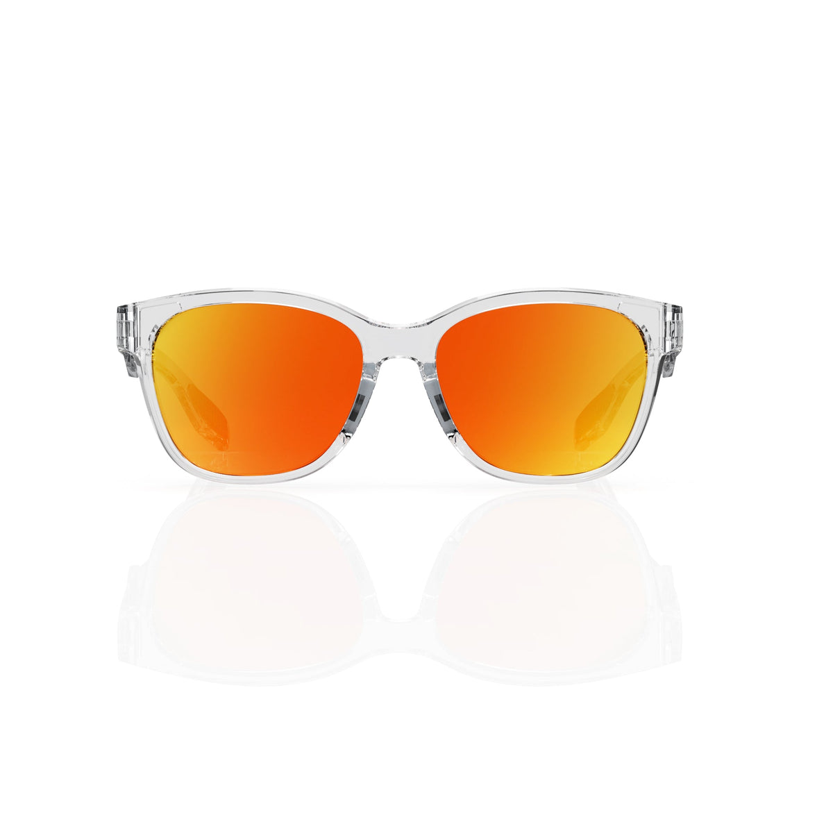 Delta 9 oversized round sunglasses in Orange / Clear, orange lens on clear frame, front view