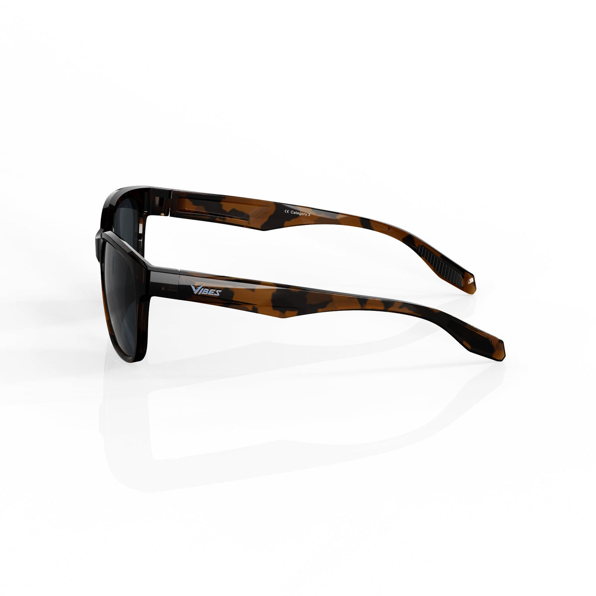 Delta 9 oversized round sunglasses in Black / Tortoise, black lens on tortoise frame, side view