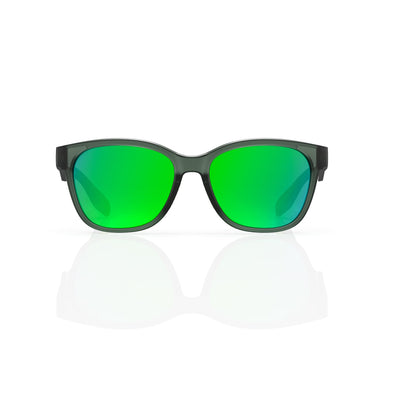 Delta 9 oversized round sunglasses in Green / Smoke Grey, green lens on smoke grey frame, front view