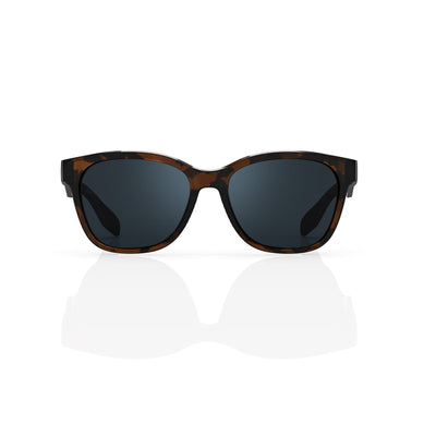 Delta 9 oversized round sunglasses in Black / Tortoise, black lens on tortoise frame, front view