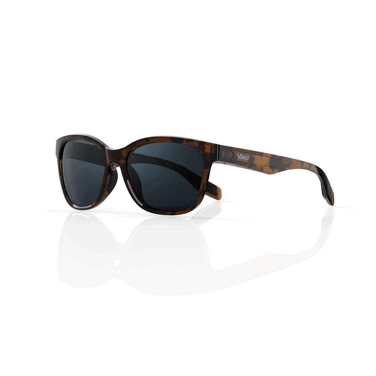 Delta 9 oversized round sunglasses in Black / Tortoise, black lens on tortoise frame, three-quarter view