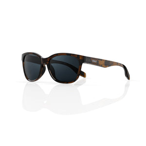 Delta 9 oversized round sunglasses in Black / Tortoise, black lens on tortoise frame, three-quarter view