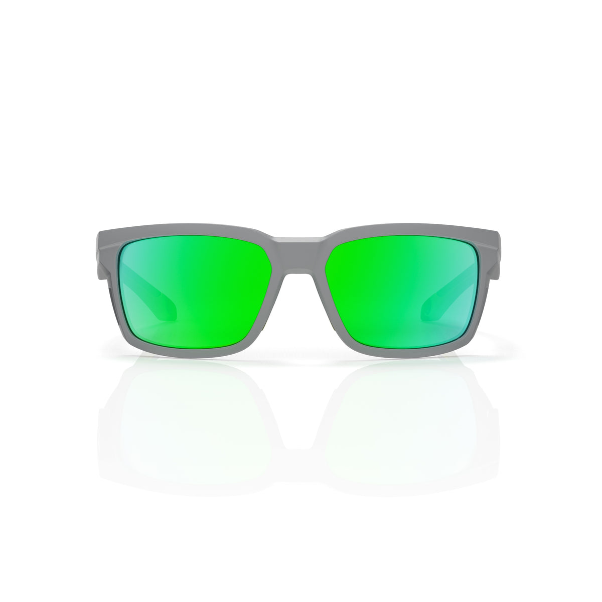 Flux sport wrap sunglasses in Green / Smoke Grey, green lens on smoke grey frame, front view