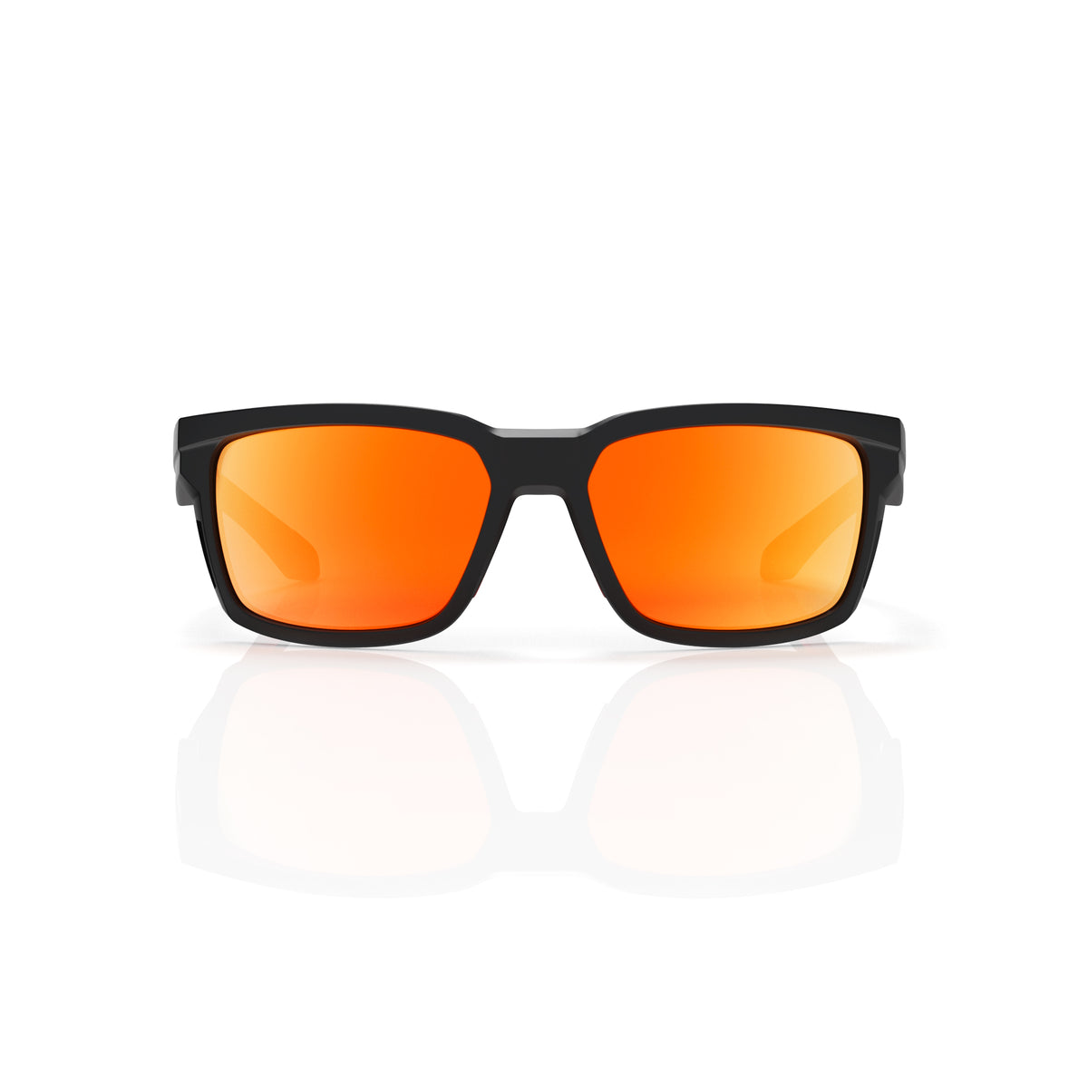 Flux sport wrap sunglasses in Orange / Black, orange lens on black frame, front view