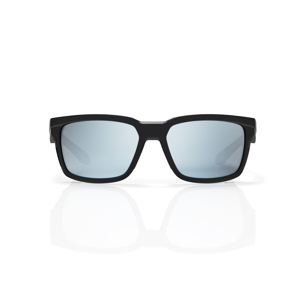 Flux sport wrap sunglasses in Grey / Black, grey lens on black frame, front view