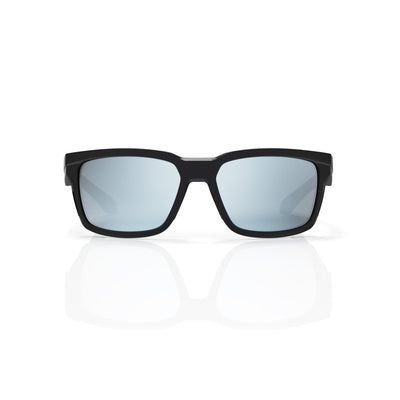 Flux sport wrap sunglasses in Grey / Black, grey lens on black frame, front view