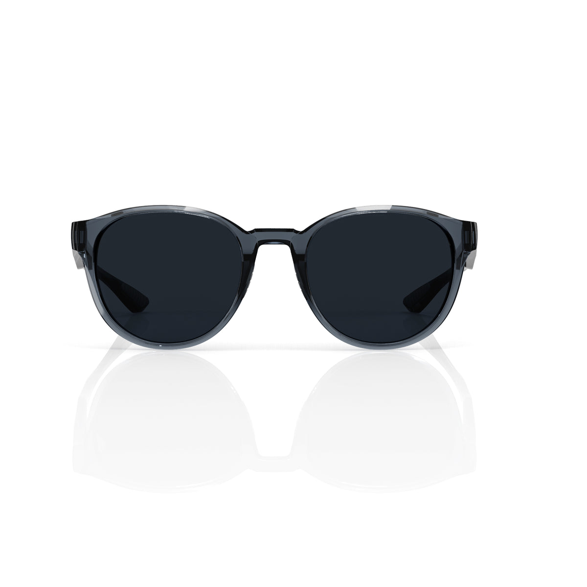 Hollis retro round sunglasses in Grey / Clear Grey, grey lens on clear grey frame, front view