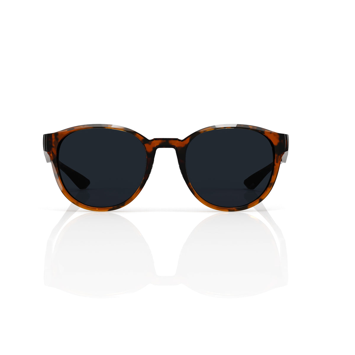 Hollis retro round sunglasses in Black / Tortoise, black lens on tortoise frame, front view