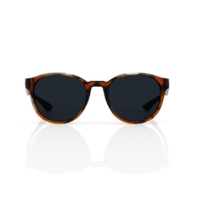 Hollis retro round sunglasses in Black / Tortoise, black lens on tortoise frame, front view