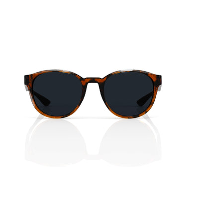 Hollis retro round sunglasses in Black / Tortoise, black lens on tortoise frame, front view