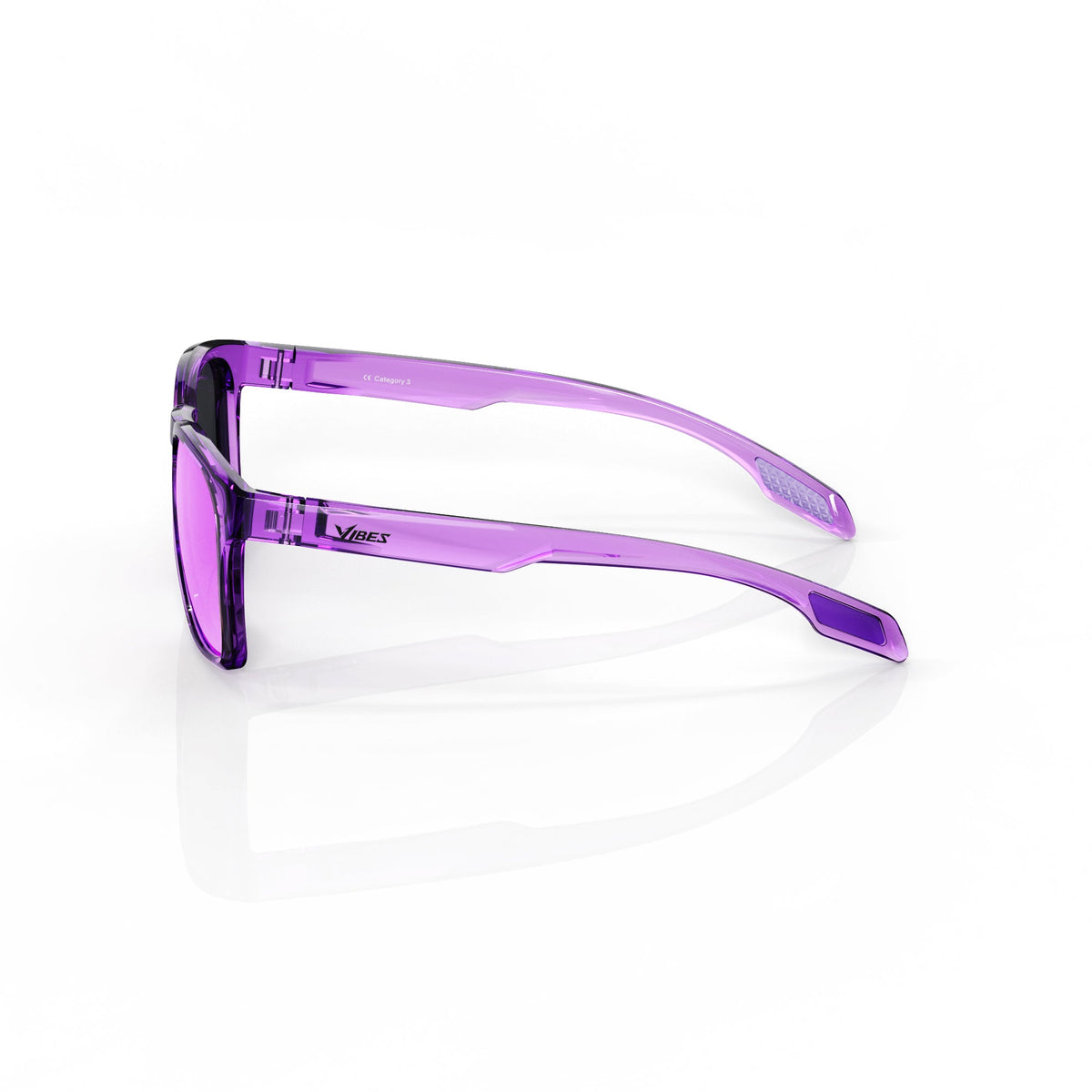 Loft square sunglasses in Pink / Clear Pink, pink lens on clear pink frame, side view