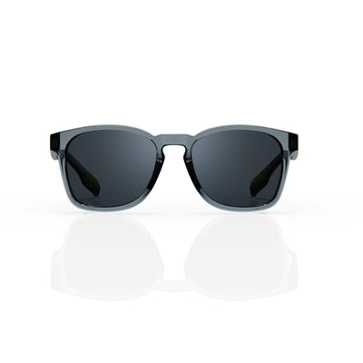 Loft square sunglasses in Black / Black, black lens on black frame, front view