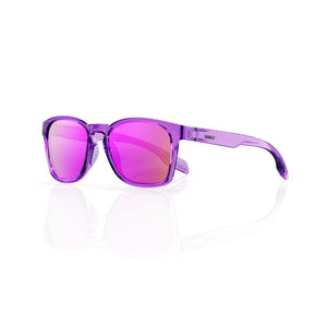 Loft square sunglasses in Pink / Clear Pink, pink lens on clear pink frame, three-quarter view