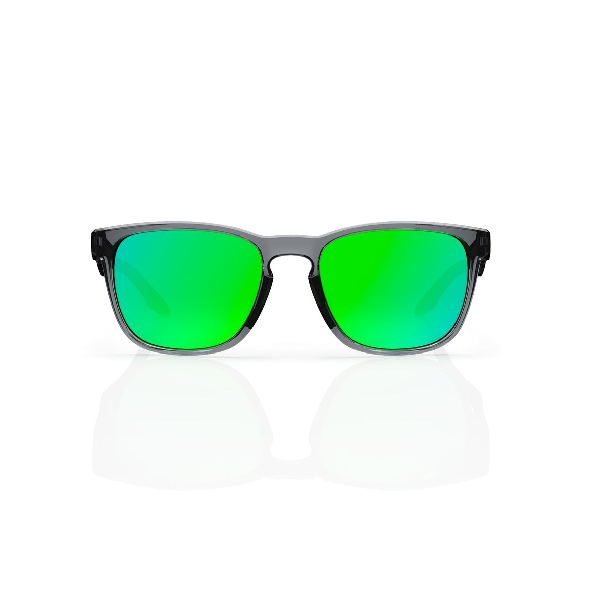 Marlow square sunglasses in Green / Smoke Grey, green lens on smoke grey frame, front view