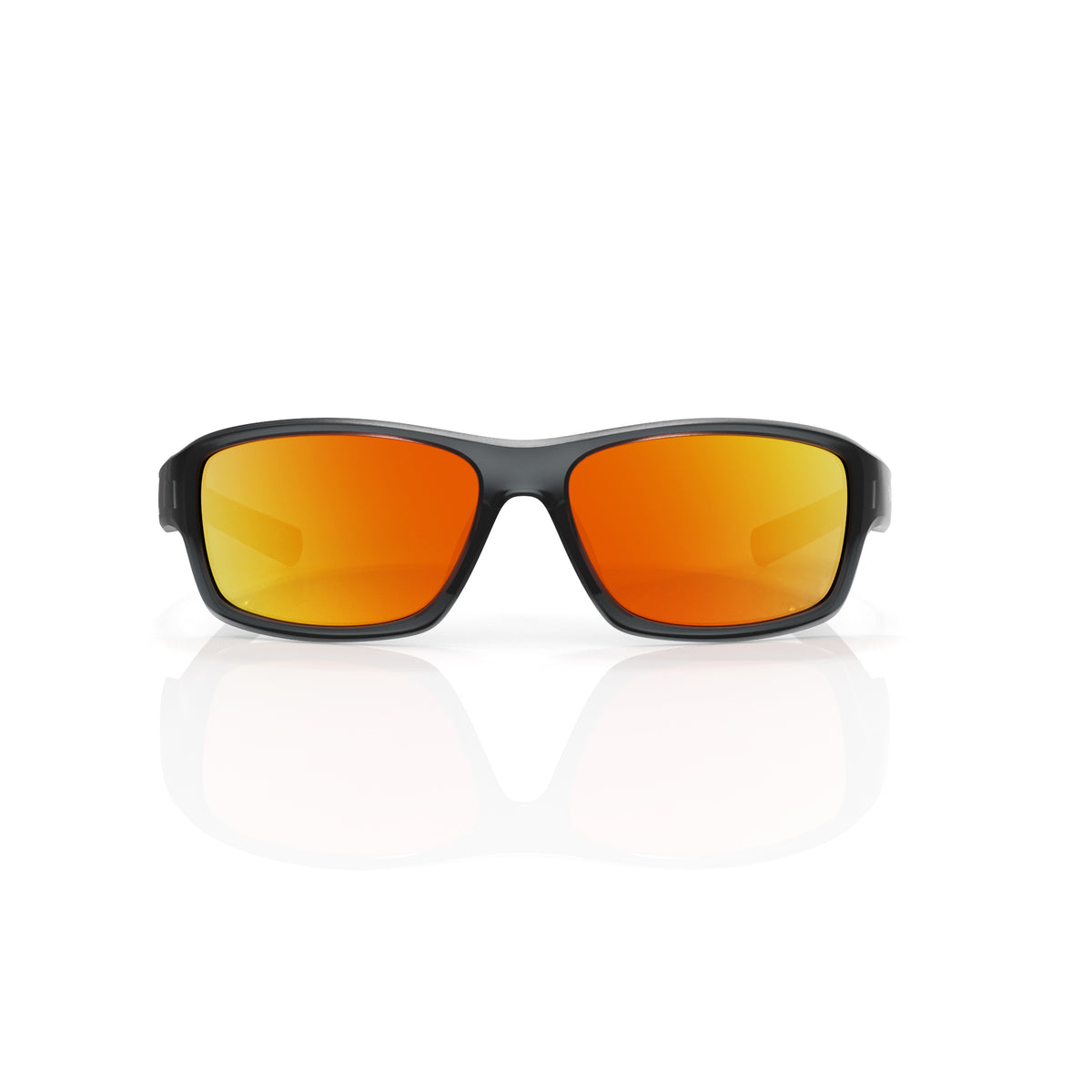 Nova sport wrap sunglasses in Orange / Smoke Grey, orange lens on smoke grey frame, front view