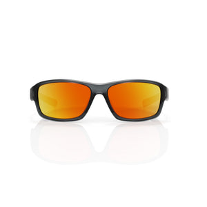 Nova sport wrap sunglasses in Orange / Smoke Grey, orange lens on smoke grey frame, front view