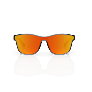 Radar performance wrap sunglasses in Red / Black, red lens on black frame, front view