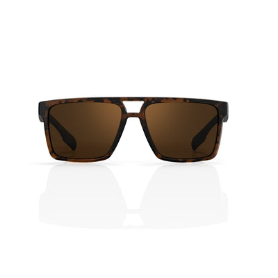 Sasha flat-top square sunglasses in Tea / Tortoise, tea lens on tortoise frame, front view