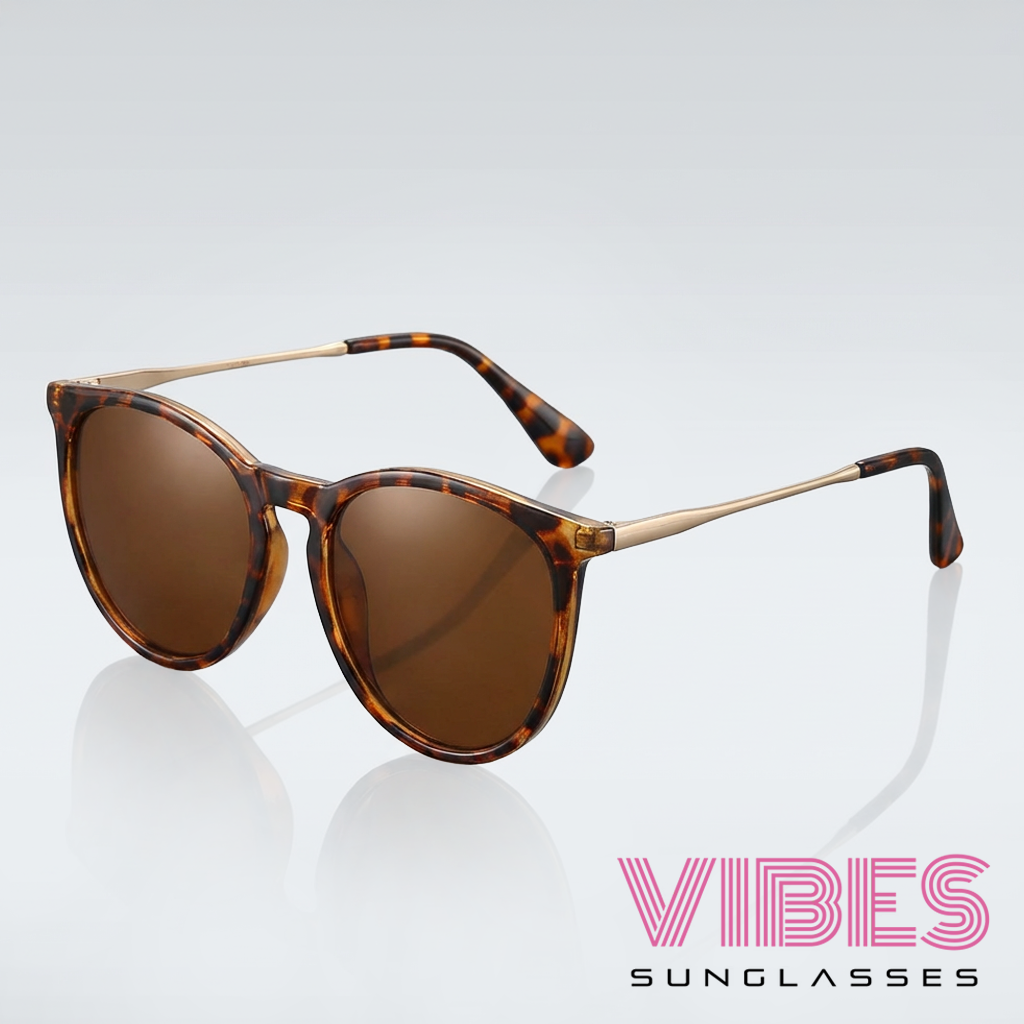 Tortoiseshell sunglasses with brown lenses and gold accents, stylish for everyday wear