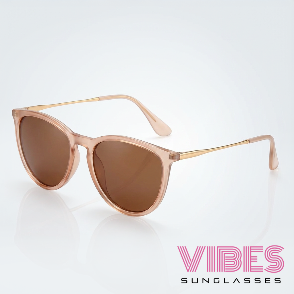 Stylish rose gold sunglasses with brown lenses, perfect for everyday fashion wear.