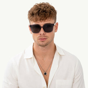 Vesper oversized square sunglasses in Black / Smoke Grey, black lens on smoke grey frame, front view