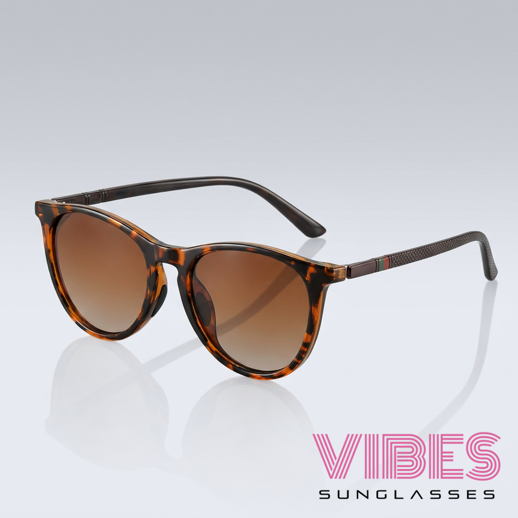 Tortoiseshell sunglasses with brown gradient lenses, stylish designer frames for everyday wear